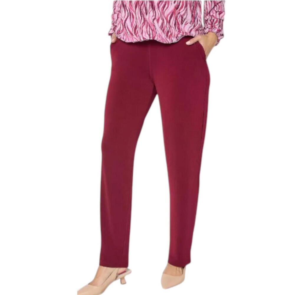 Susan Graver Women's Liquid Knit Pant Garnet - Petite